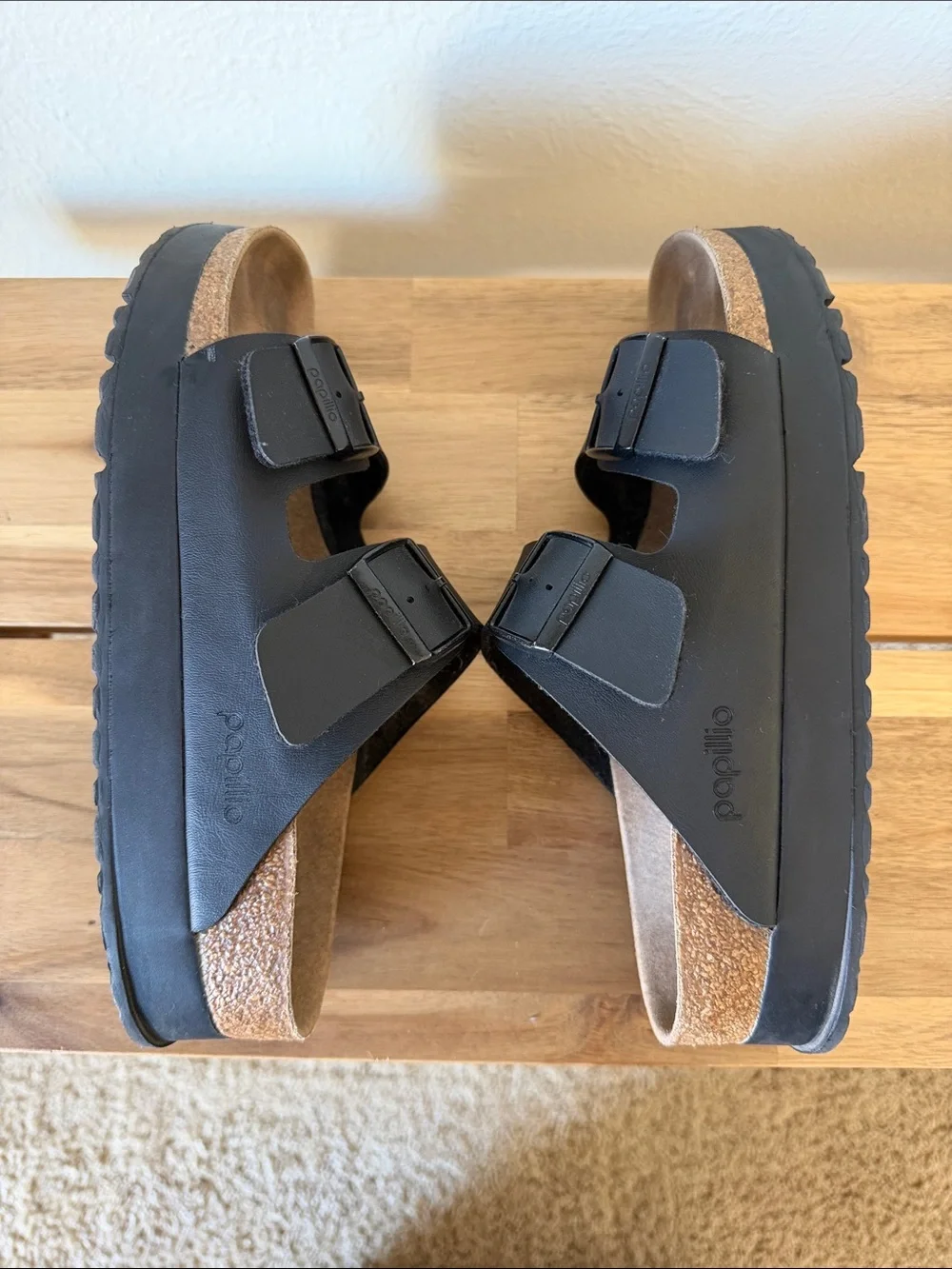 Birkenstock Papillio Platform Black Two-Strap Sandals
